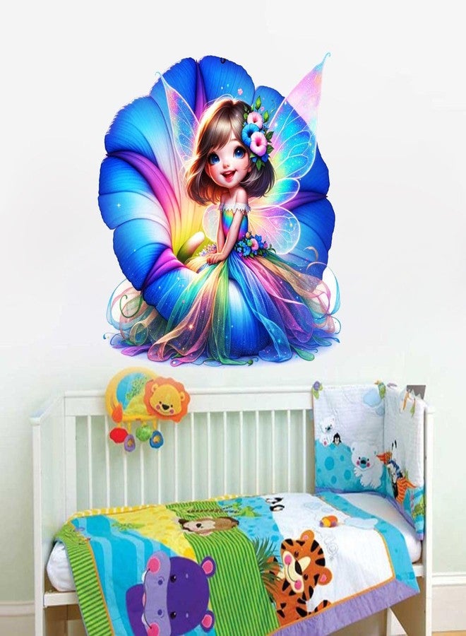 Sticker Studio ملصق جداري من الفينيل PVC بتصميم أميرة صغيرة مع فراشات من ستيكر ستوديو - مثالي لغرفة المعيشة، غرفة النوم، الردهة، غرفة الأطفال، غرفة اللعب (المقاس - 38 سم × 38 سم) - Image 1